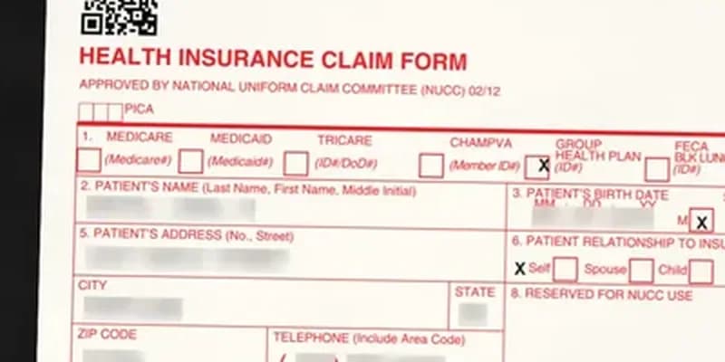 The same claim form with the name, birth date and address blurred