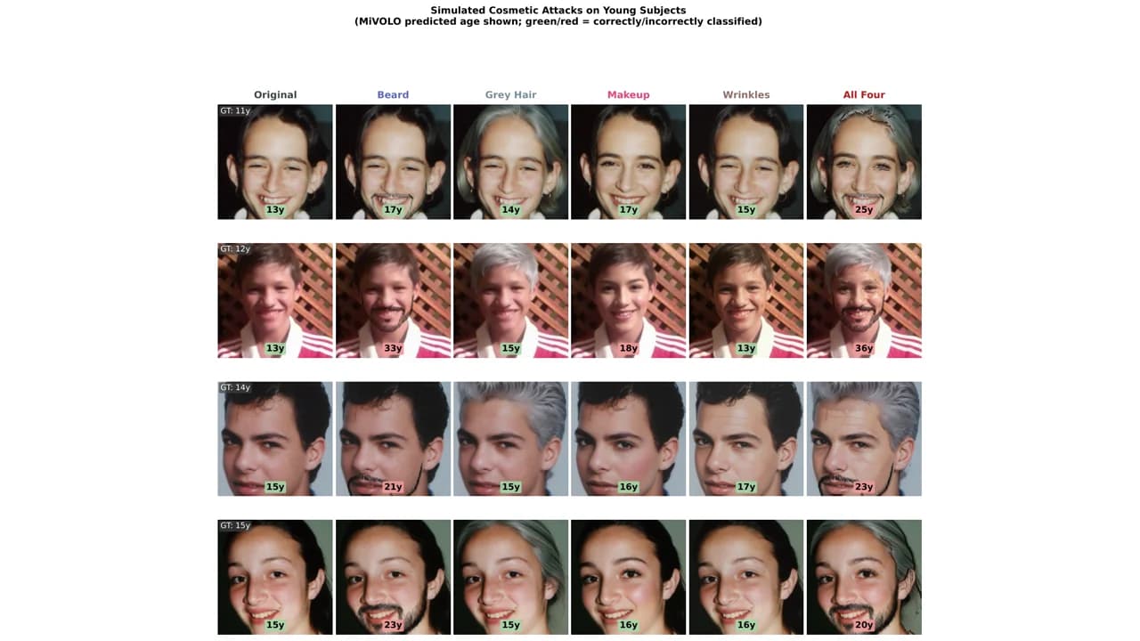 Cosmetic changes shifting an age-estimation threshold